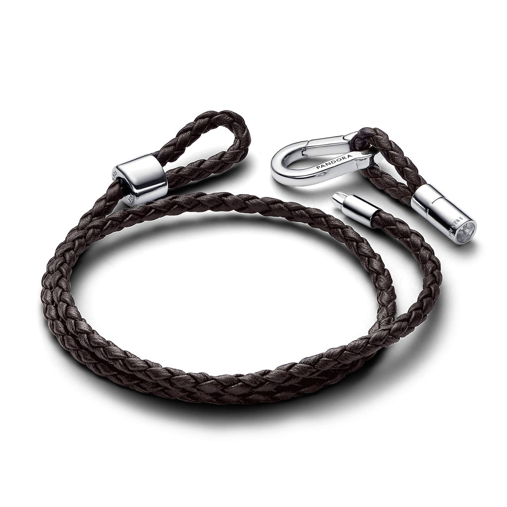 PANDORA Moments Brown Braided Double Leather Bracelet Bracelets Chain Bracelet Jewelry Gift