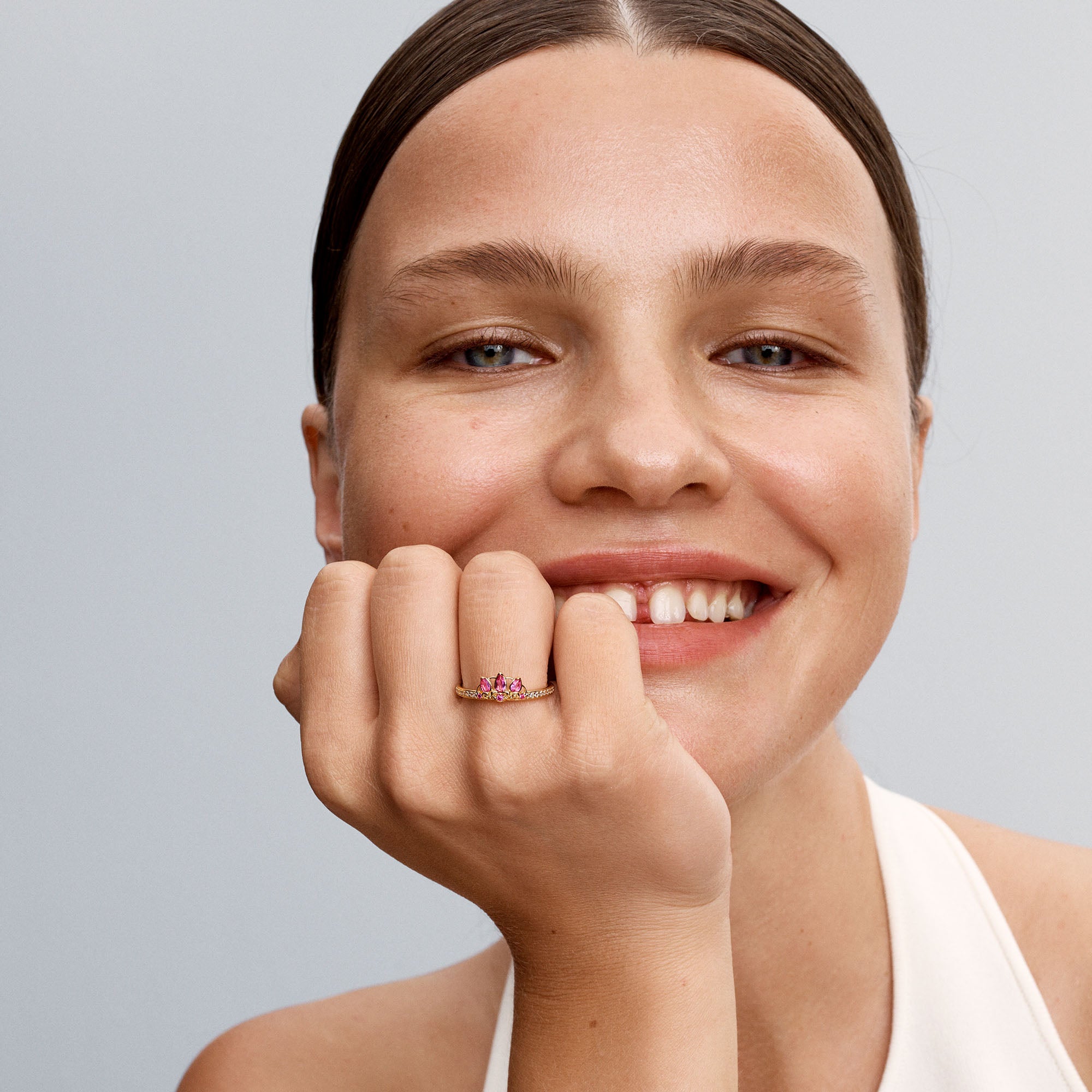 PANDORA Disney Princess Rapunzel Tiara Ring 14K Gold Plated Unique Metal Blend Rings Statement Ring Jewelry Gift