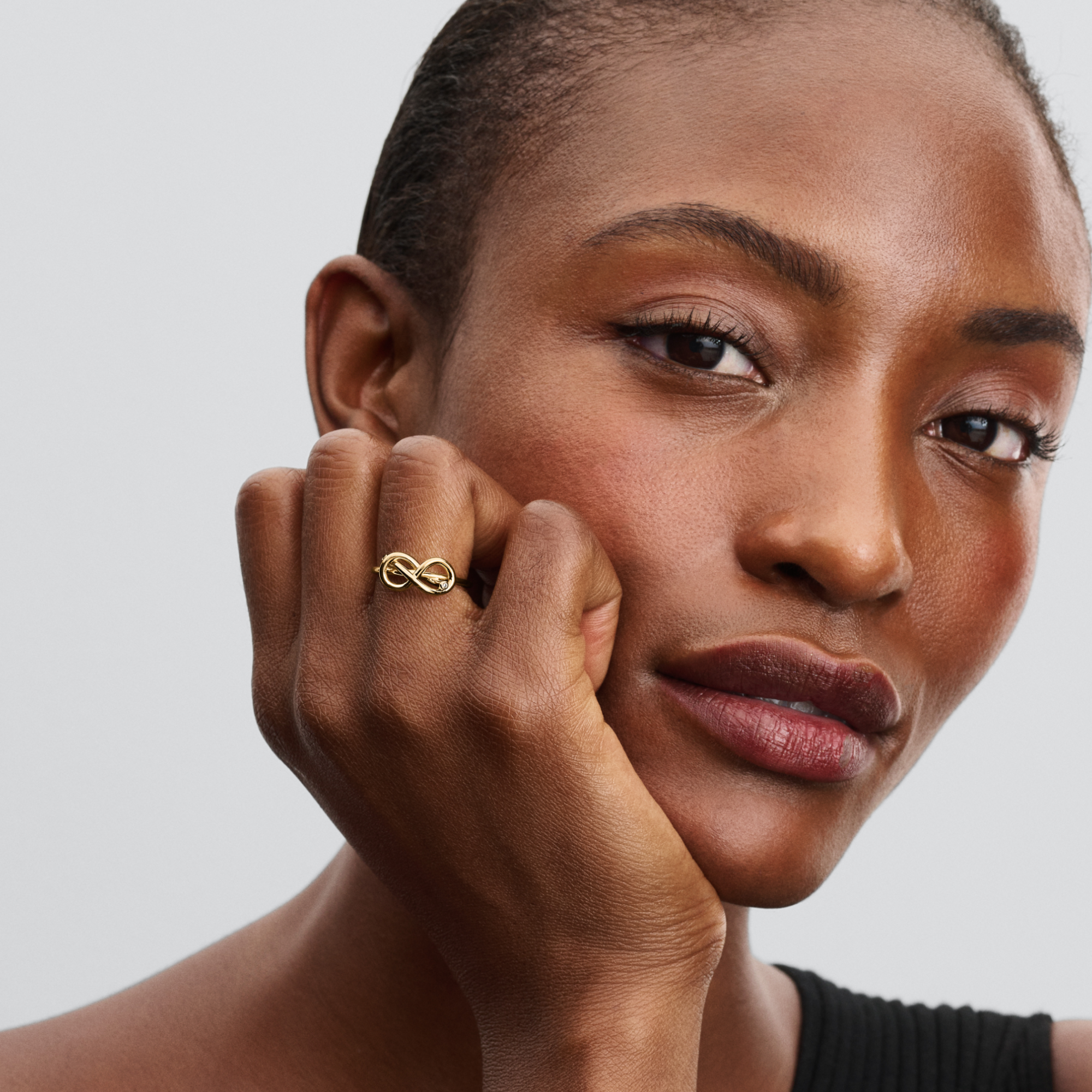PANDORA Infinity Knot Ring 14K Gold Plated Unique Metal Blend Rings Statement Ring Jewelry Gift