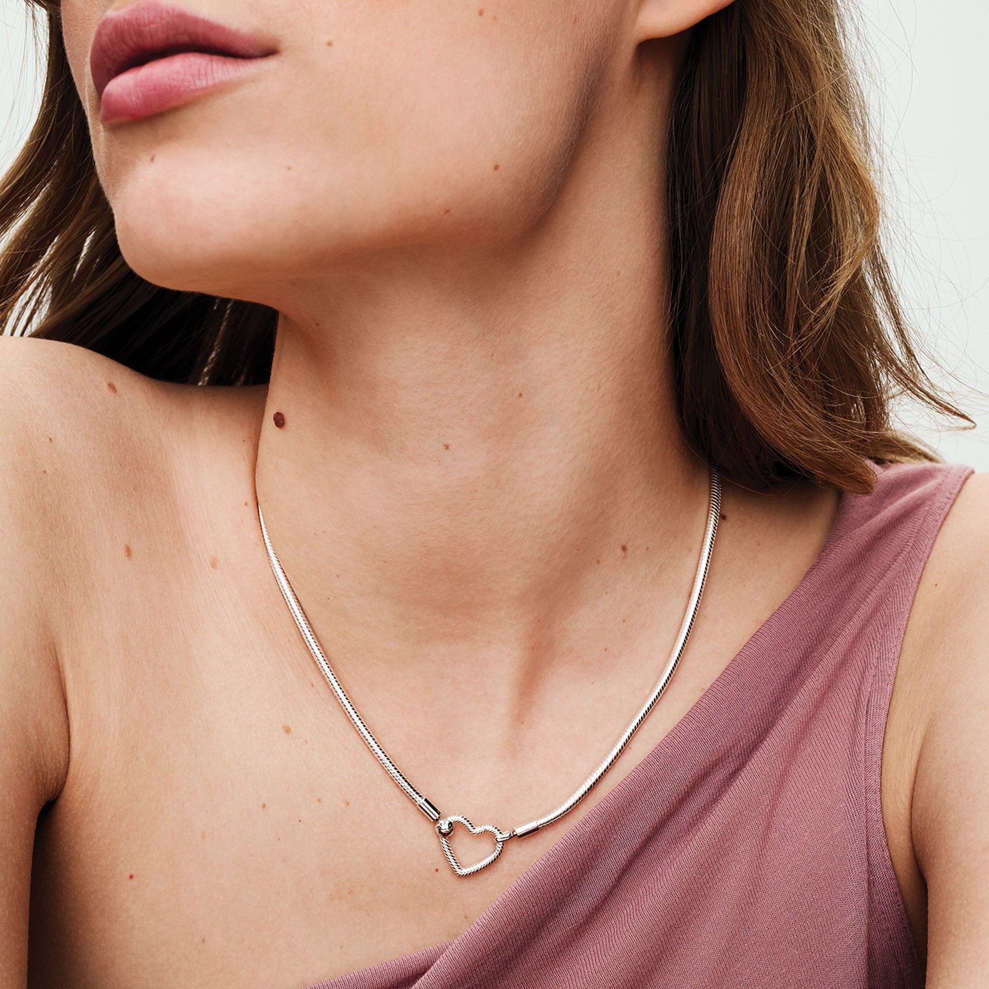 PANDORA Heart Closure Snake Chain Necklace Sterling Silver Be Love Necklaces Pendant Necklace Jewelry Gift
