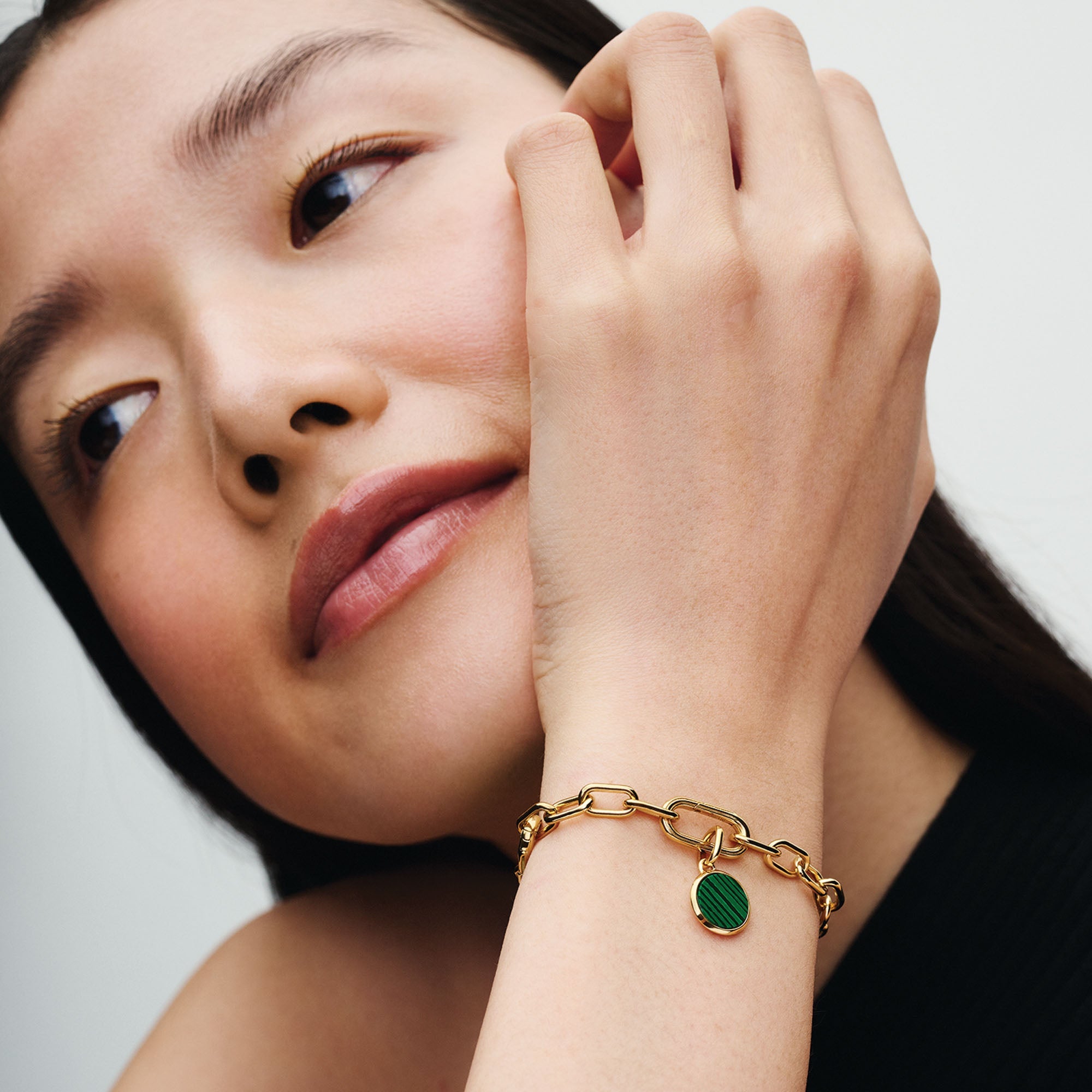 PANDORA Green Engravable Mini Medallion Charm 14K Gold Plated Unique Metal Blend Colours Charms Bracelet Charm Jewelry Gift