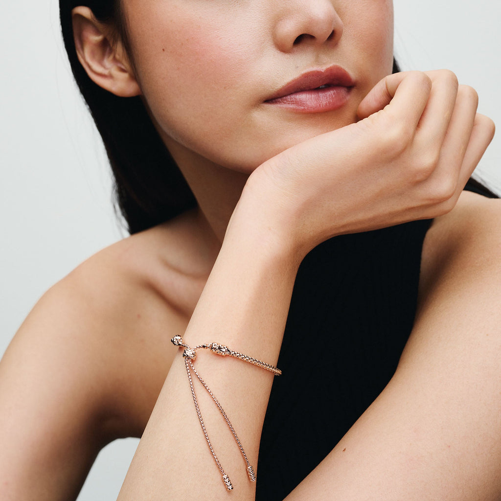 PANDORA Studded Chain Slider Bracelet 14K Rose Gold Plated Unique Metal Blend Bracelets Chain Bracelet Jewelry Gift