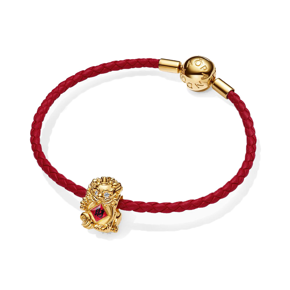 PANDORA Chinese Fortune Charm And Bracelet Set 14K Gold Plated Unique Metal Blend Auspicious Giftsets Bracelet Charm Jewelry Gift
