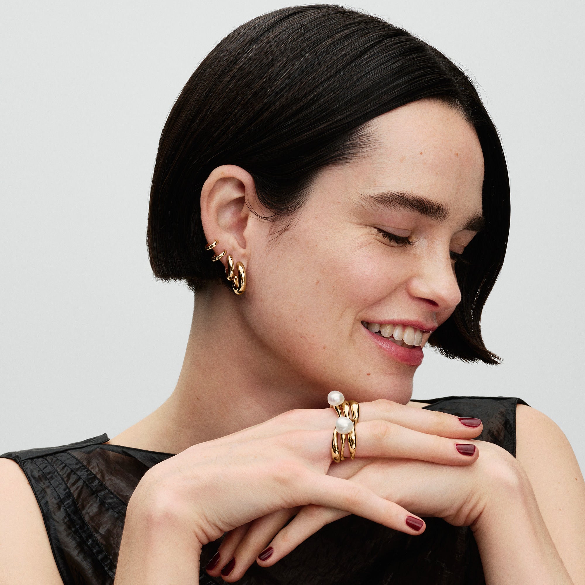 PANDORA Round Hoop Earrings 14K Gold Plated Unique Metal Blend Statement Ring Jewelry Gift