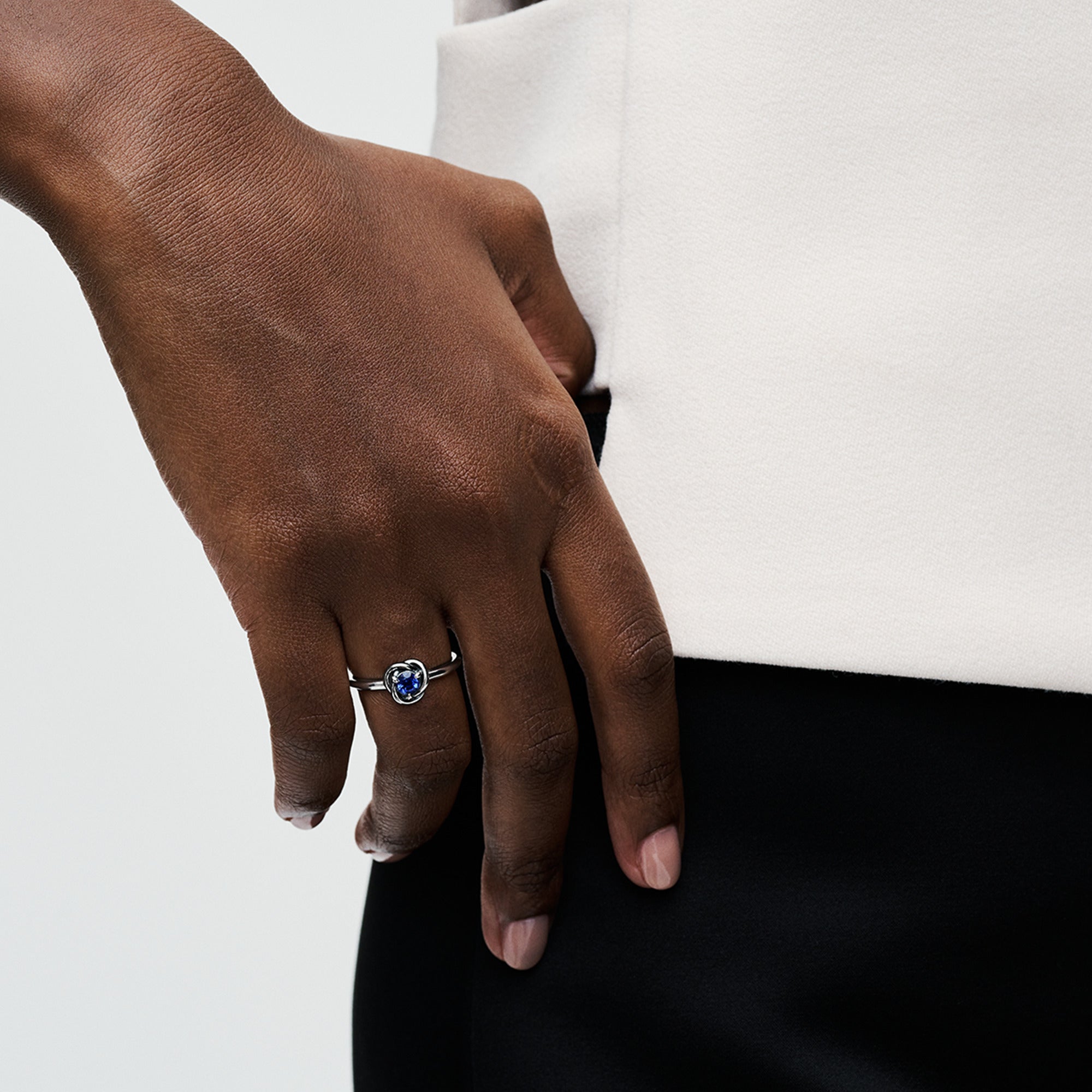 PANDORA September Birthstone Eternity Circle Ring Sterling Silver Birthdays Rings Statement Ring Jewelry Gift