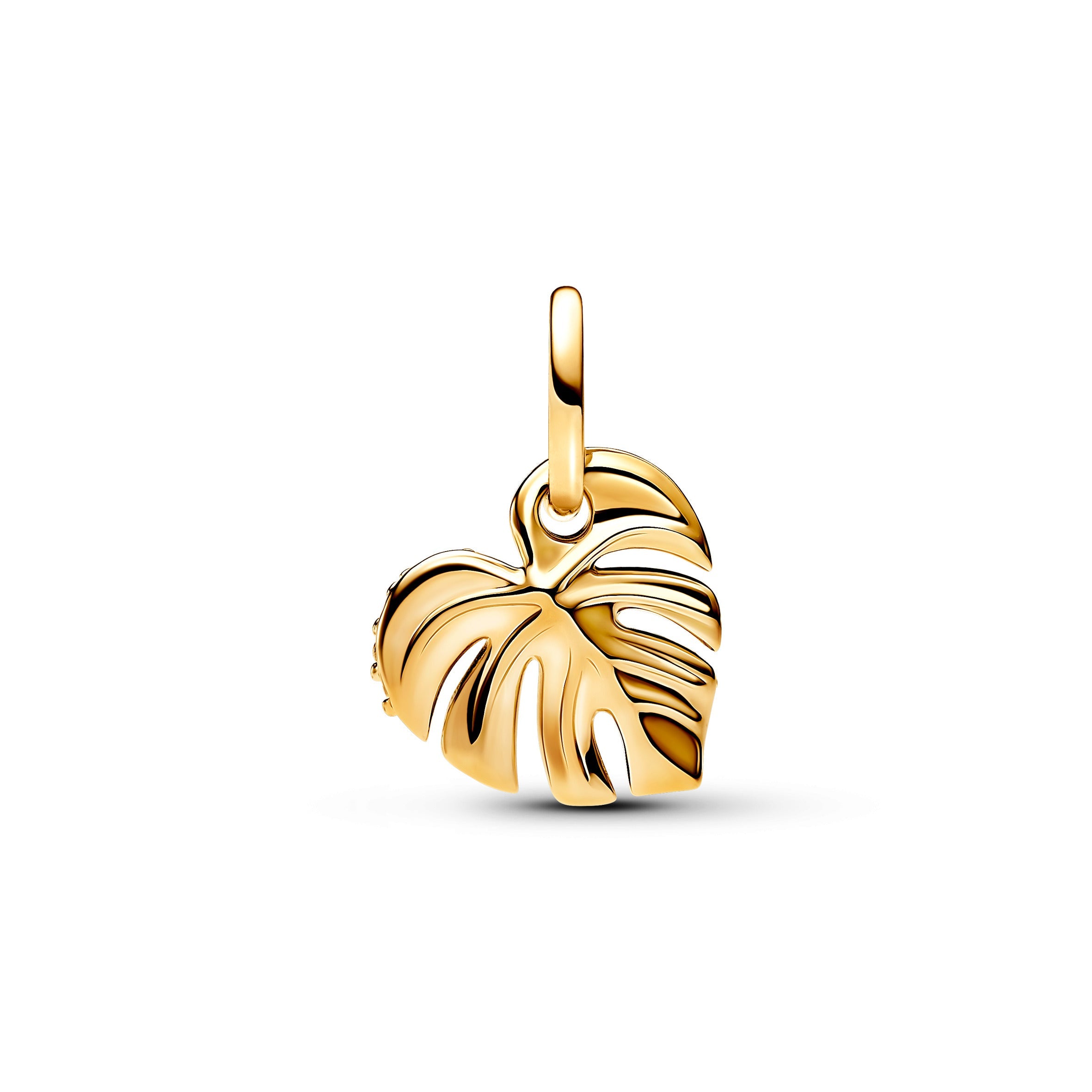 PANDORA Sparkling Monstera Leaf Dangle Charm 14K Gold Plated Unique Metal Blend Clear Nature Charms Bracelet Charm Jewelry Gift