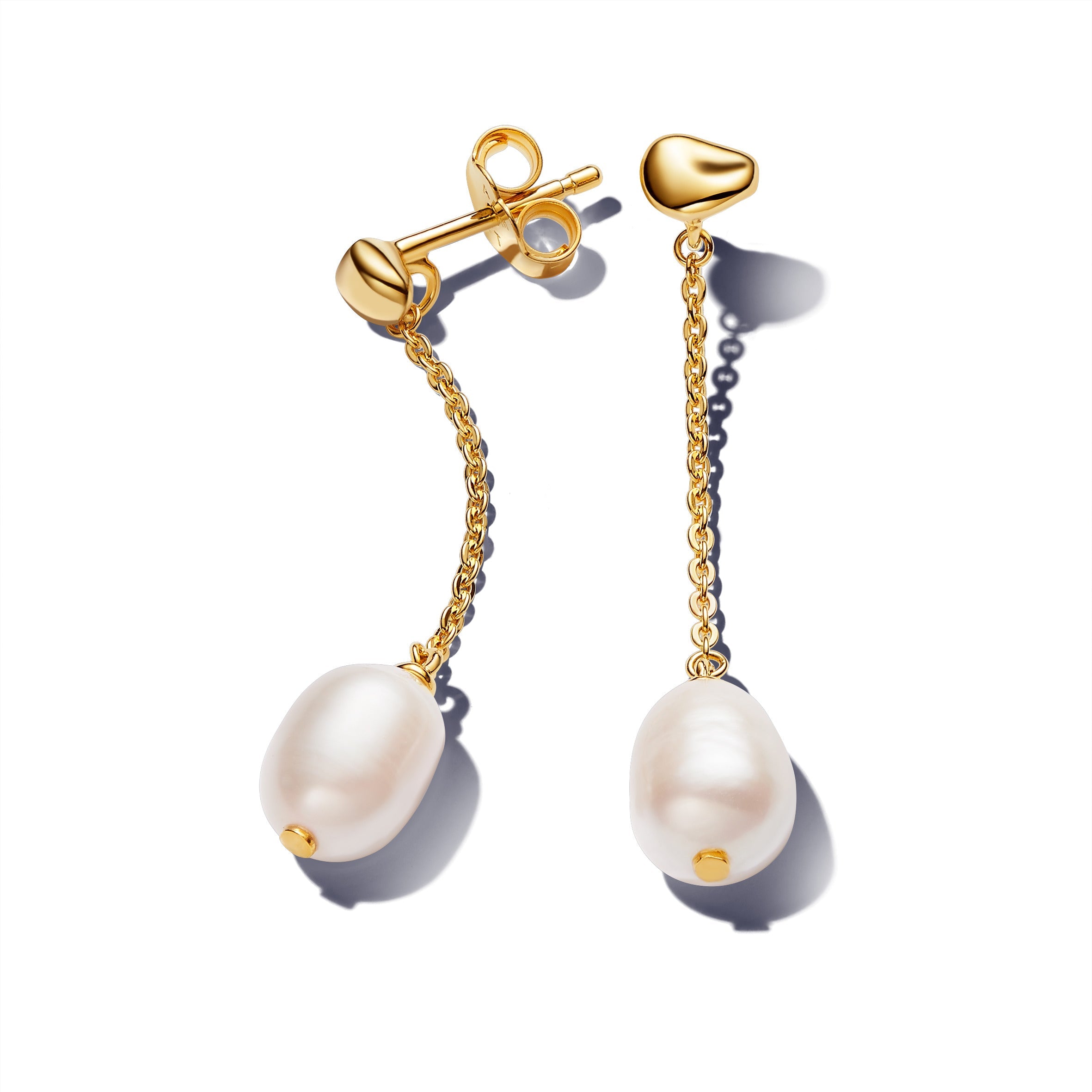 PANDORA Treated Freshwater Cultured Pearl Drop Earrings 14K Gold Plated Unique Metal Blend Statement Ring Jewelry Gift