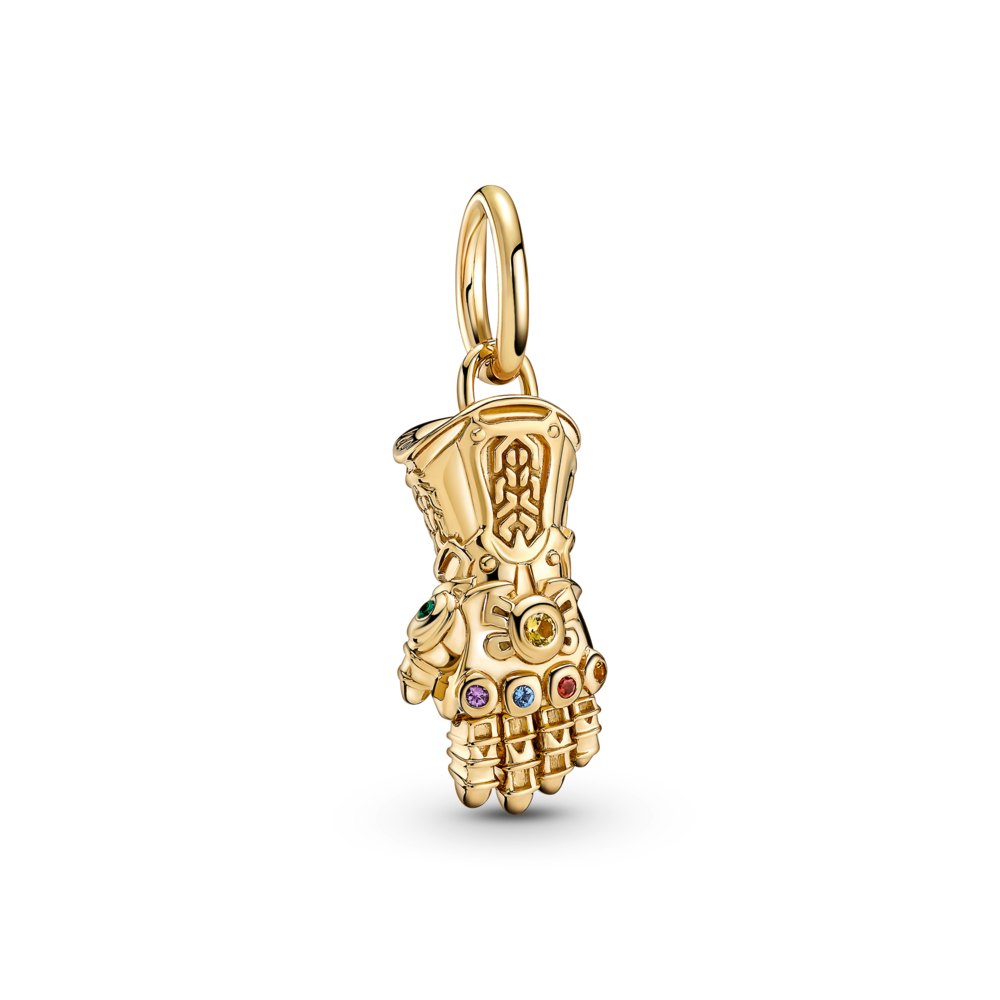 PANDORA Marvel The Avengers Infinity Gauntlet Dangle Charm 14K Gold Plated Unique Metal Blend Charms Bracelet Charm Jewelry Gift