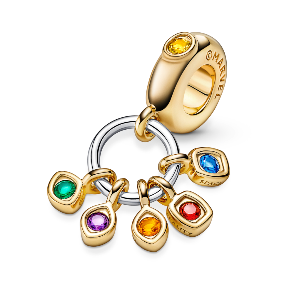 PANDORA Marvel The Avengers Infinity Stones Dangle Charm 14K Gold Plated Unique Metal Blend Charms Bracelet Charm Jewelry Gift