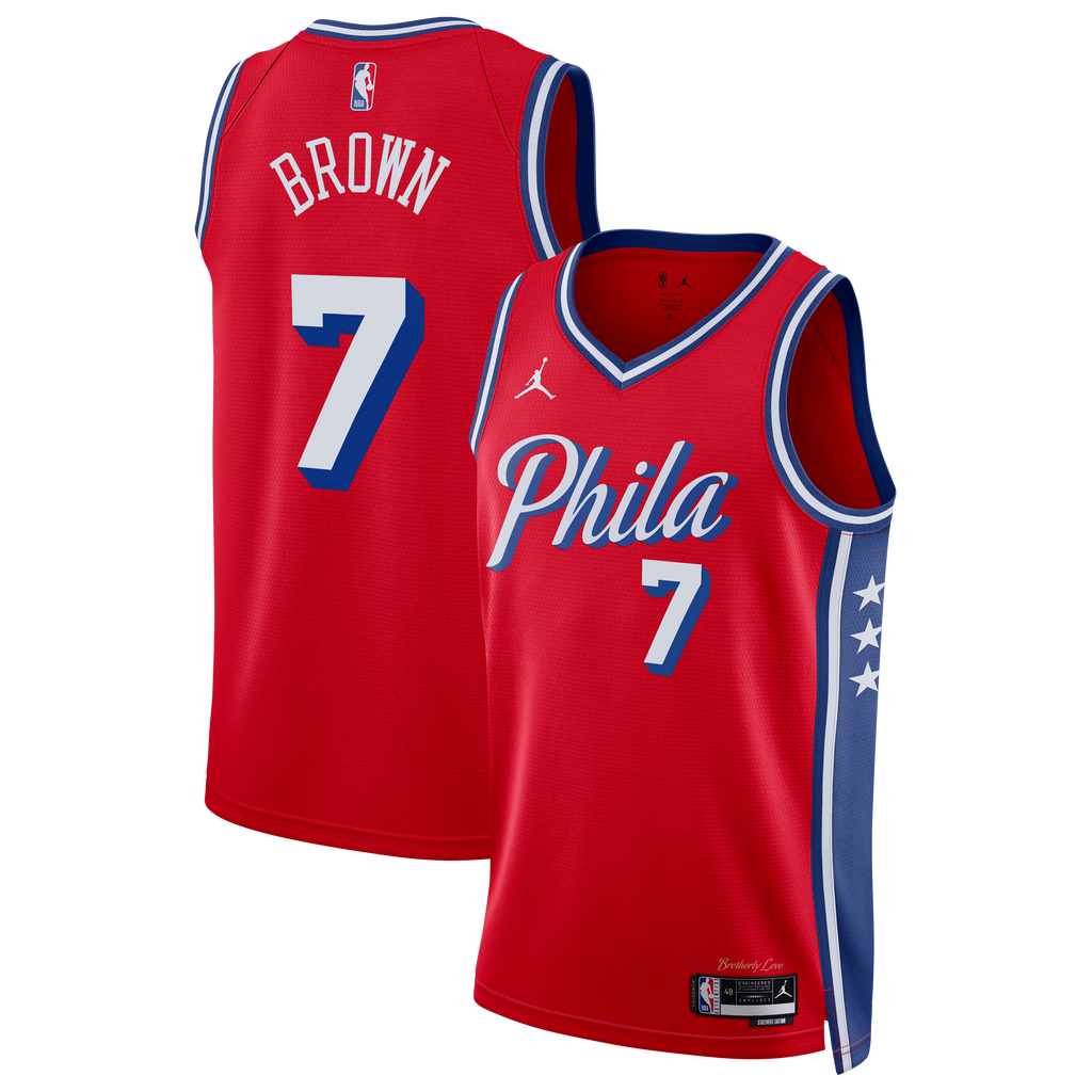 Philadelphia 76ers NBA Jordan Brand Statement Edition Swingman Jersey - Red - Jaylen Brown - Unisex