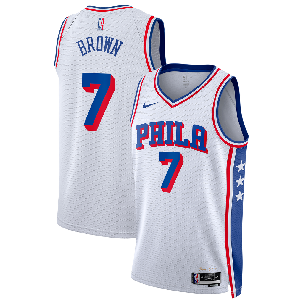 Philadelphia 76ers NBA Nike Association Edition Swingman Jersey - White - Jaylen Brown - Unisex
