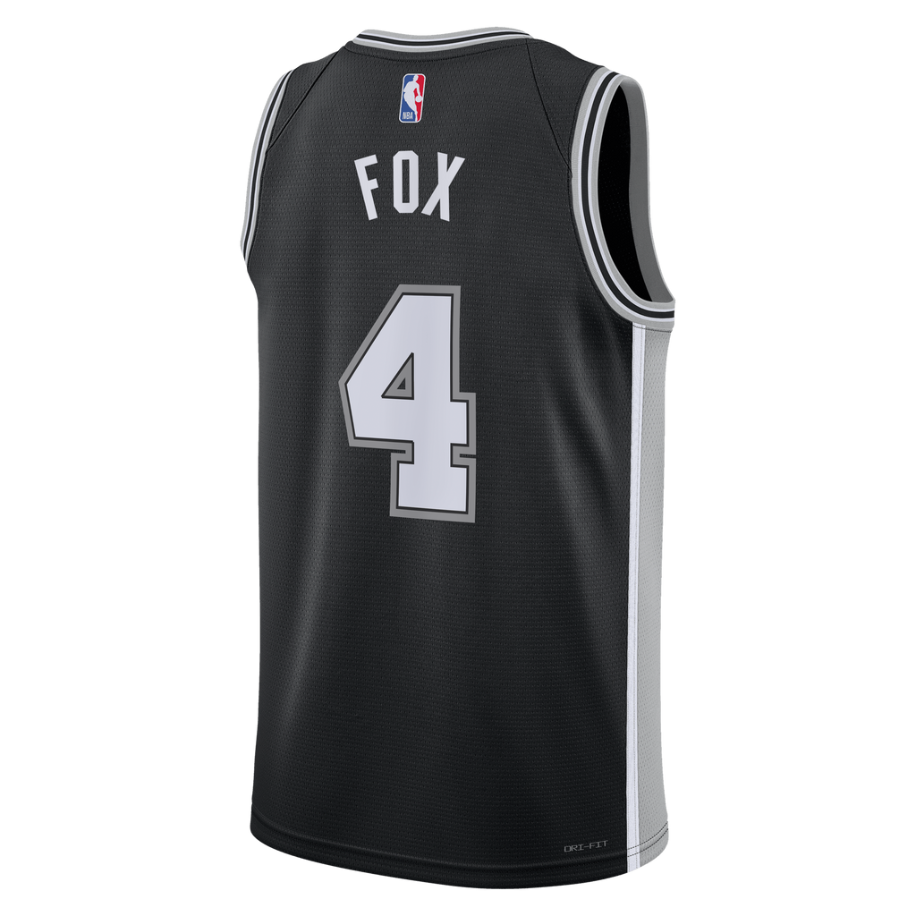 San Antonio Spurs NBA Nike Icon Edition Swingman Jersey - Black - De'Aaron Fox - Unisex
