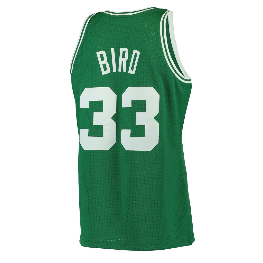Boston Celtics NBA Men's Mitchell & Ness Larry Bird Kelly Green 1985-86 Hardwood Classics Swingman Jersey