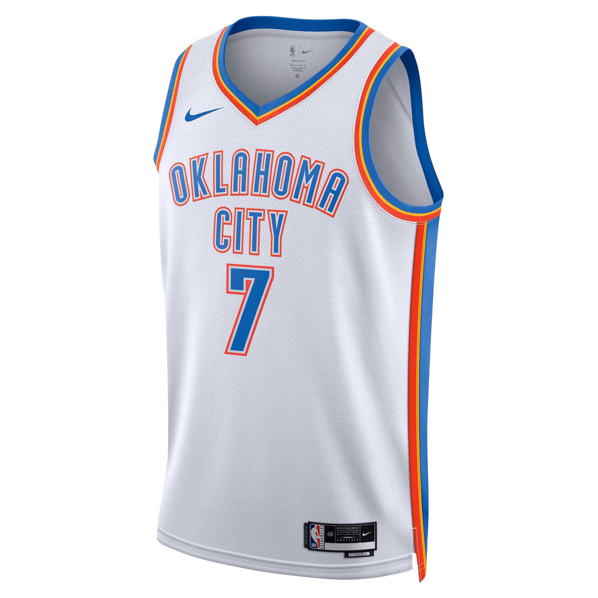 Oklahoma City Thunder NBA Nike Association Edition Swingman Jersey - White - Chet Holmgren - Unisex