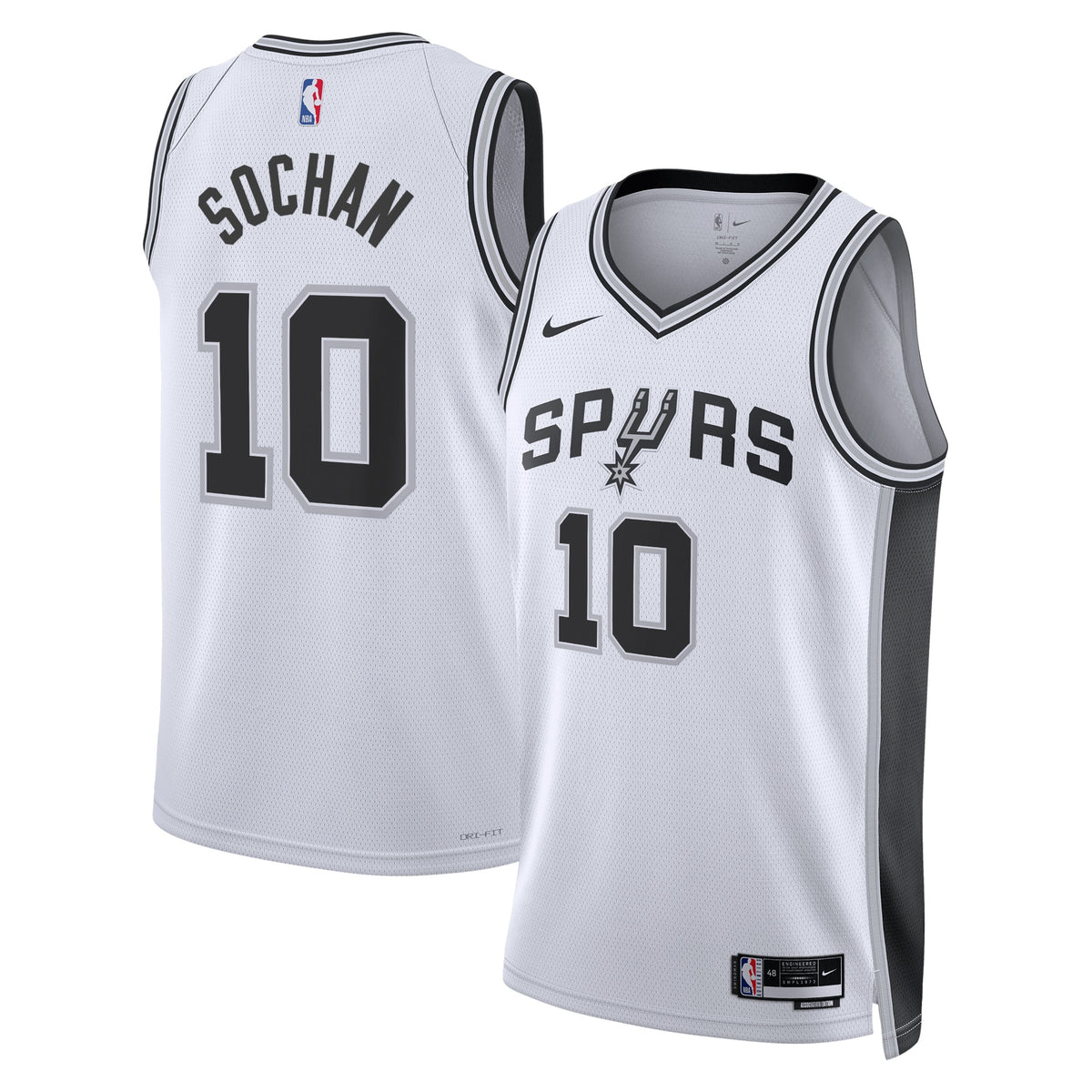 San Antonio Spurs NBA Nike Association Edition Swingman Jersey - White - Jeremy Sochan - Unisex