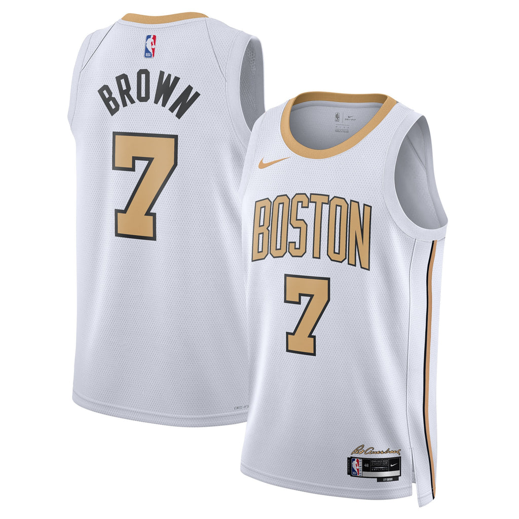 Boston Celtics NBA Nike 2025/26 City Edition Swingman Jersey - White - Jaylen Brown - Unisex