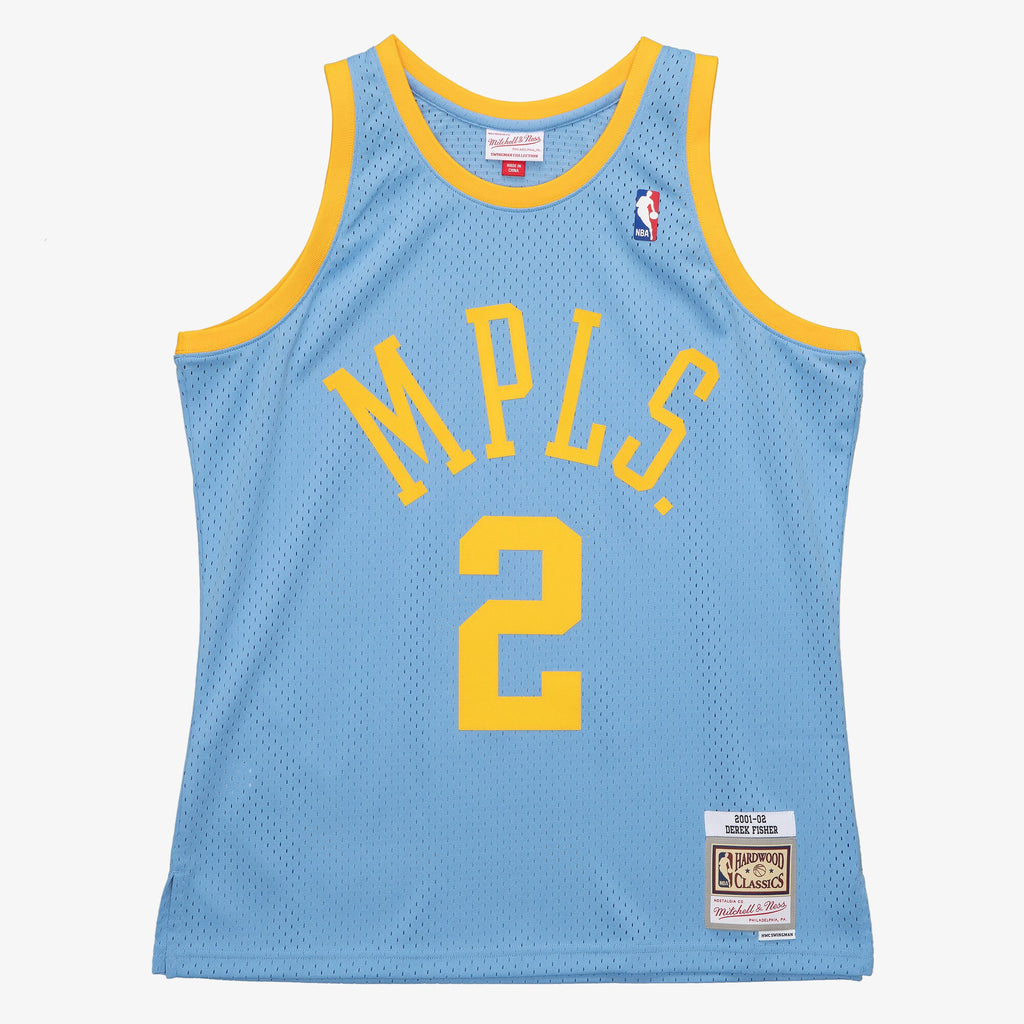 Los Angeles Lakers NBA Mitchell & Ness Derek Fisher 2001 Swingman Authentic Jersey - Columbia Blue