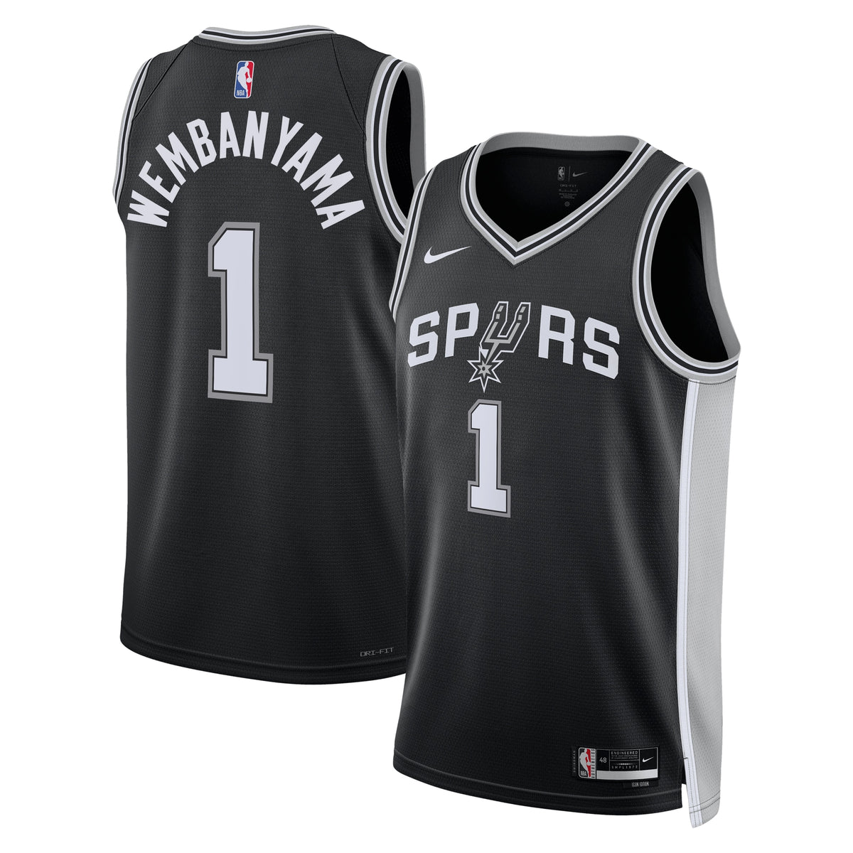 San Antonio Spurs NBA Nike Icon Edition Swingman Jersey - Black - Victor Wembanyama - Unisex