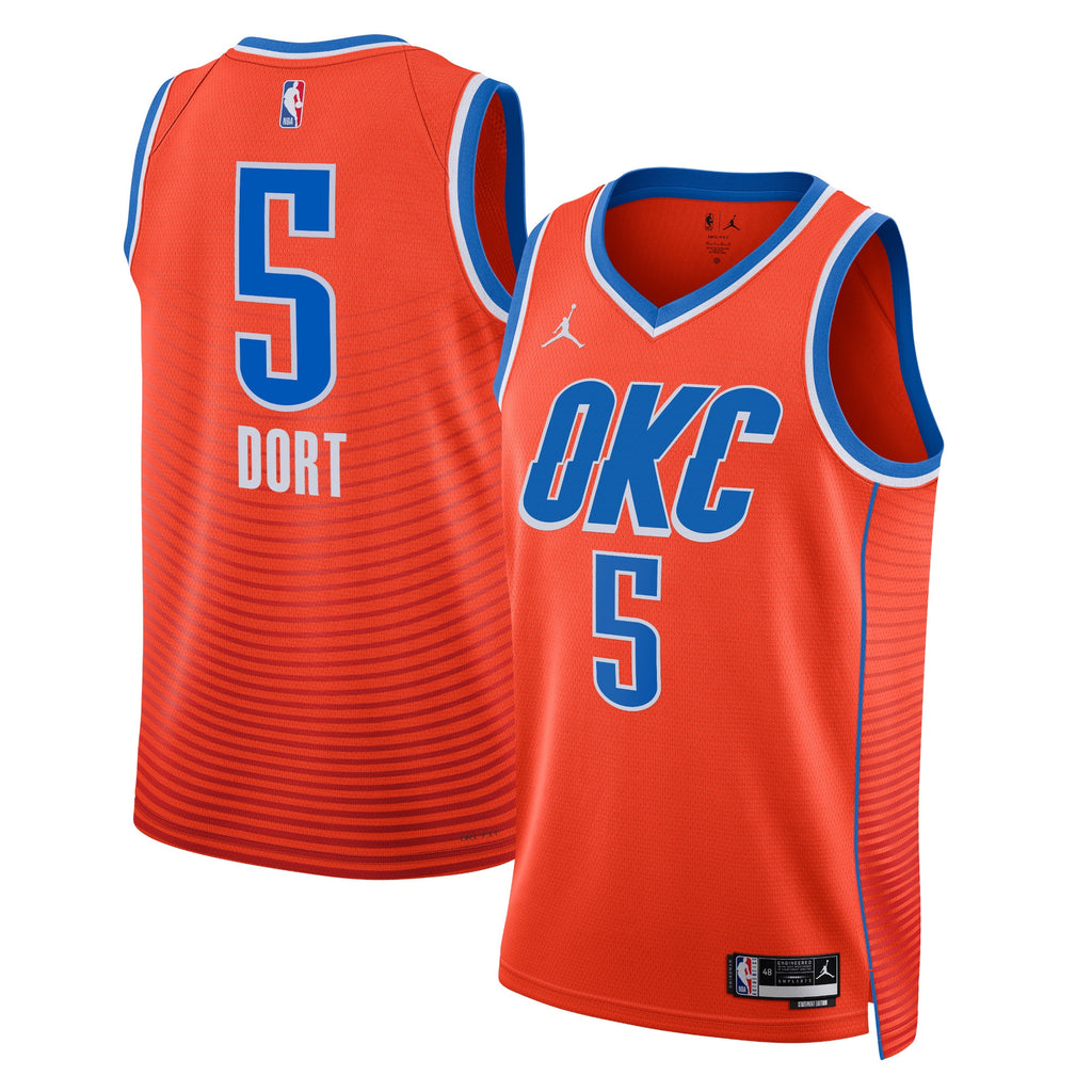 Oklahoma City Thunder NBA Jordan Statement Edition Swingman Jersey - Orange - Luguentz Dort - Unisex