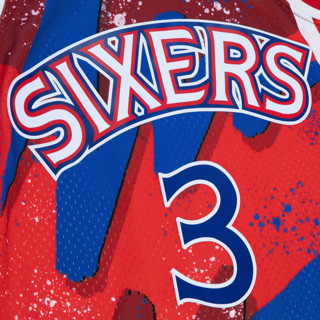 Philadelphia 76ers NBA Mitchell & Ness Allen Iverson 1996 Hyper Hoops Swingman Jersey - Scarlet