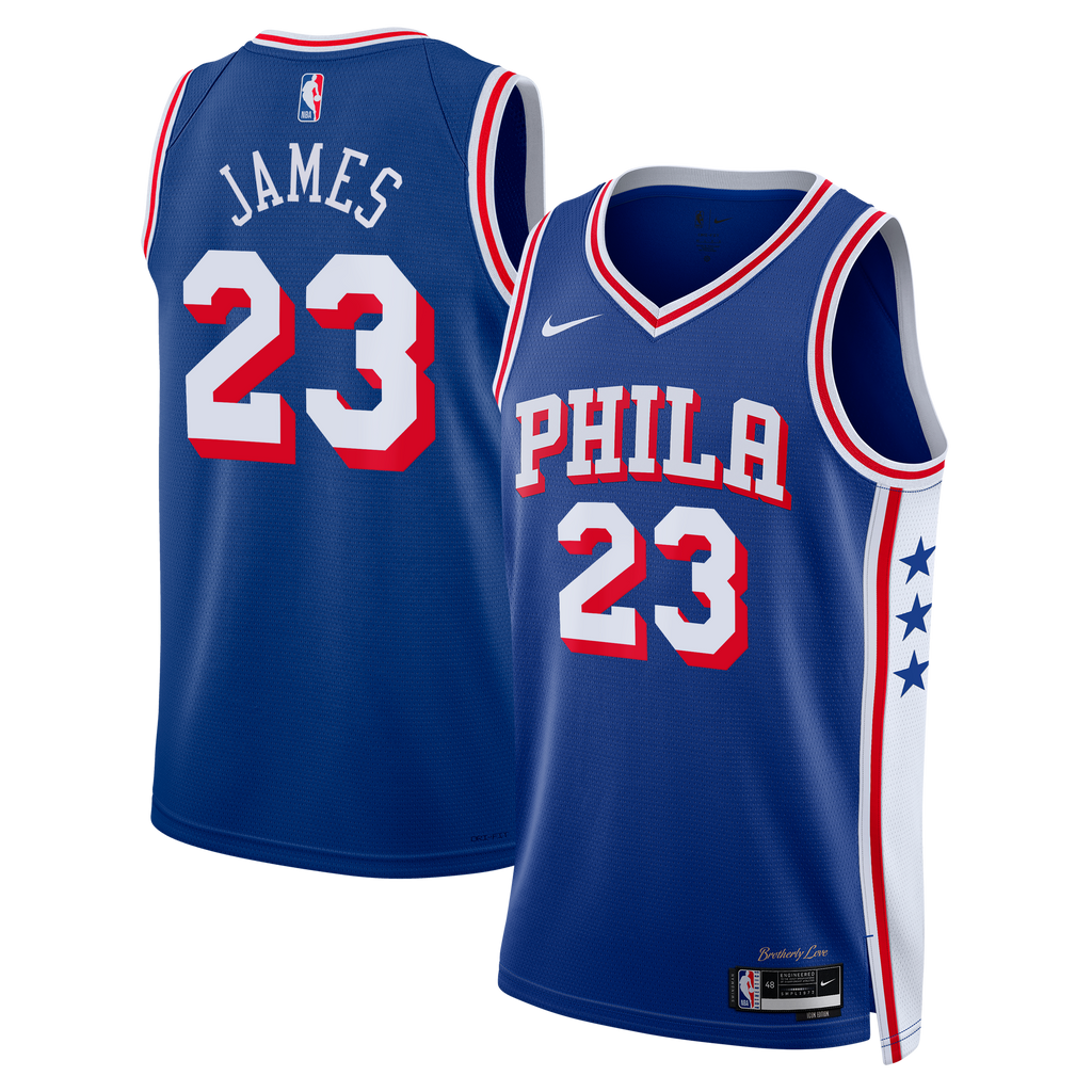 Philadelphia 76ers NBA Nike Icon Edition Swingman Jersey - Royal - LeBron James - Youth