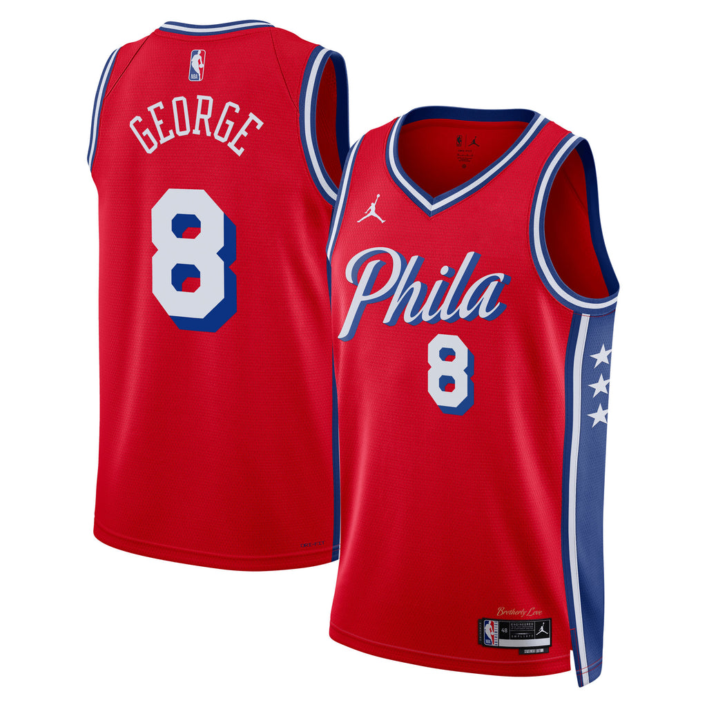Philadelphia 76ers NBA Jordan Brand Statement Edition Swingman Jersey - Red - Paul George - Unisex
