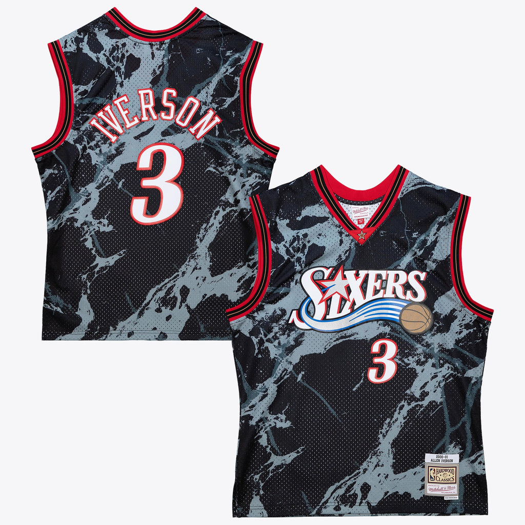 Philadelphia 76ers NBA Mitchell & Ness Allen Iverson 2000 Team Marble Swingman Jersey - Black