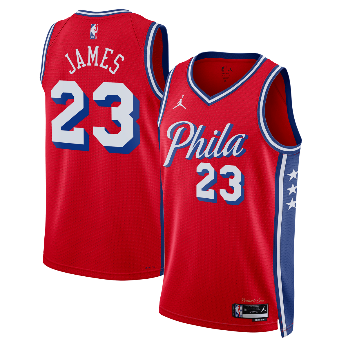 Philadelphia 76ers NBA Jordan Brand Statement Edition Swingman Jersey - Red - LeBron James - Unisex
