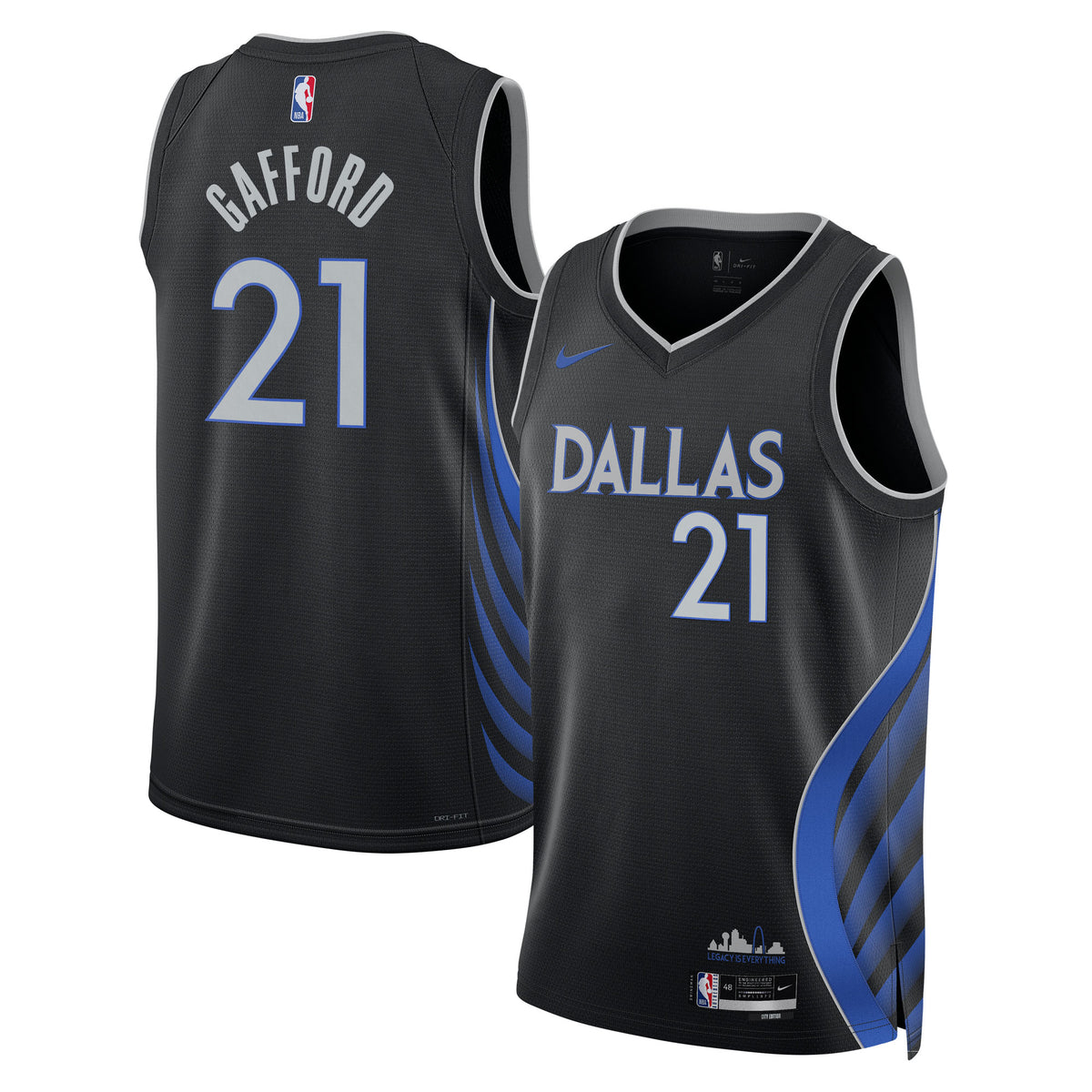 Dallas Mavericks NBA Nike 2025/26 City Edition Swingman Jersey - Black - Daniel Gafford - Unisex
