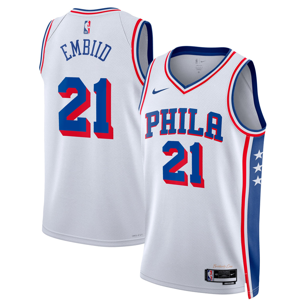 Philadelphia 76ers NBA Nike Association Edition Swingman Jersey - White - Joel Embiid - Unisex