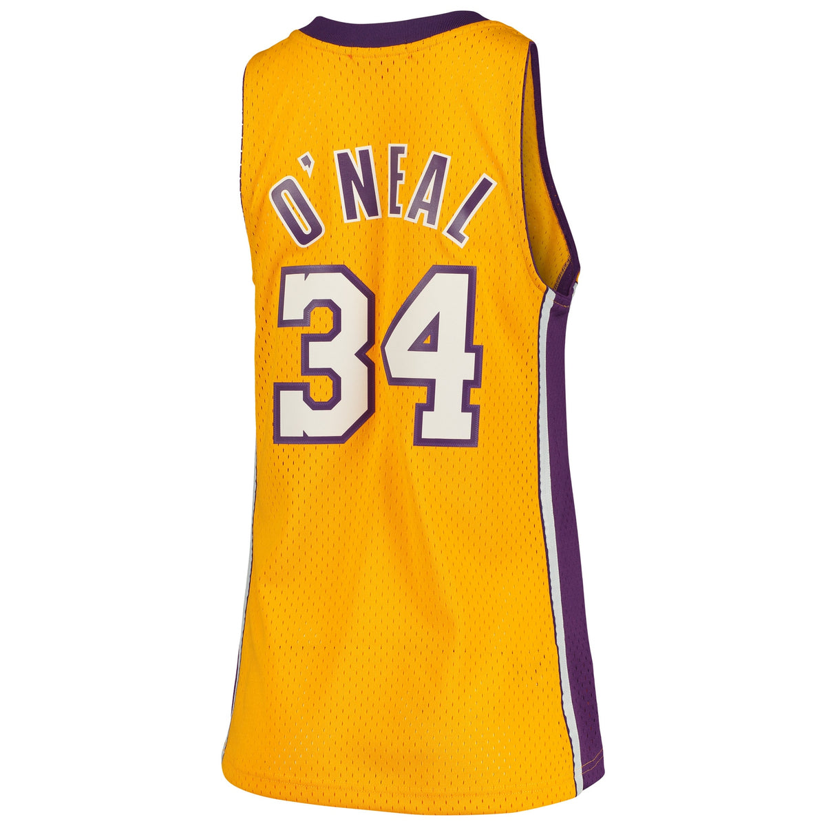 Los Angeles Lakers NBA Women's Mitchell & Ness Shaquille O'Neal Gold 1999-00 Hardwood Classics Swingman Jersey