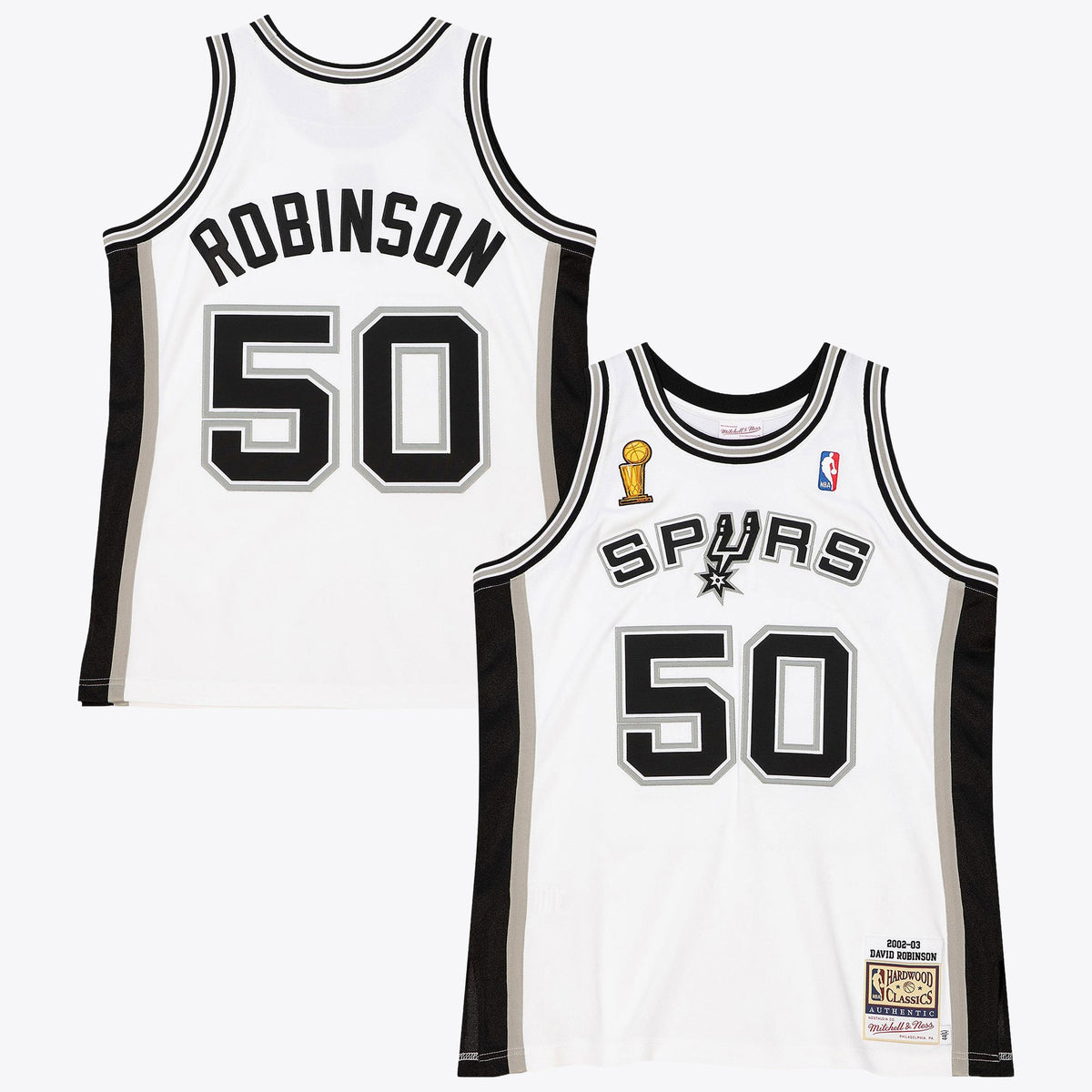 San Antonio Spurs NBA Mitchell & Ness David Robinson 2002 Home Finals Authentic Jersey - White