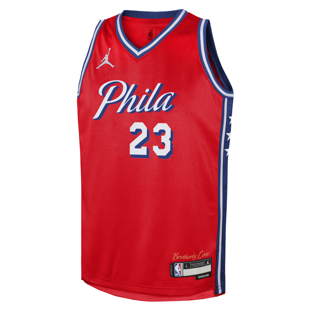 Philadelphia 76ers NBA Jordan Brand Statement Edition Swingman Jersey - Red - LeBron James - Youth