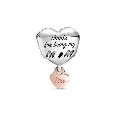PANDORA Love You Mum Heart Charm 14K Rose Gold Plated Unique Metal Blend Charms Bracelet Charm Jewelry Gift