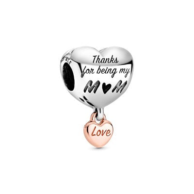 PANDORA Love You Mum Heart Charm 14K Rose Gold Plated Unique Metal Blend Charms Bracelet Charm Jewelry Gift