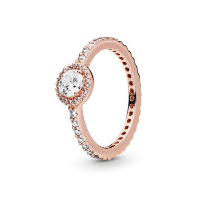 PANDORA Classic Sparkle Halo Ring 14K Rose Gold Plated Unique Metal Blend Rings Statement Ring Jewelry Gift
