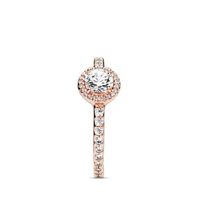 PANDORA Classic Sparkle Halo Ring 14K Rose Gold Plated Unique Metal Blend Rings Statement Ring Jewelry Gift