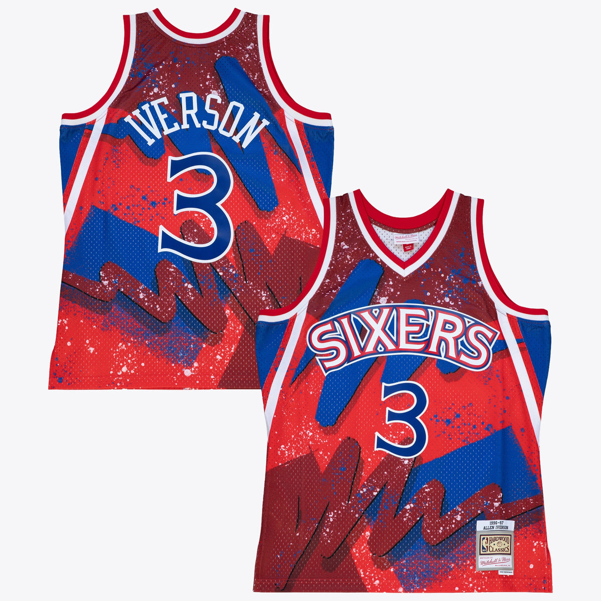Philadelphia 76ers NBA Mitchell & Ness Allen Iverson 1996 Hyper Hoops Swingman Jersey - Scarlet
