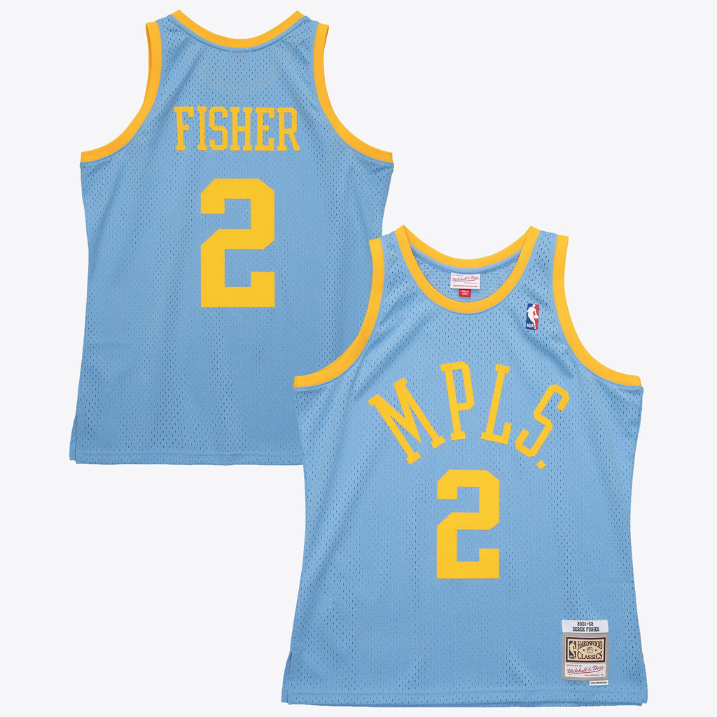 Los Angeles Lakers NBA Mitchell & Ness Derek Fisher 2001 Swingman Authentic Jersey - Columbia Blue
