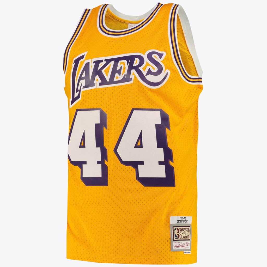 Los Angeles Lakers NBA Jerry West Road Swingman Jersey By Mitchell & Ness - Light Gold - Men's