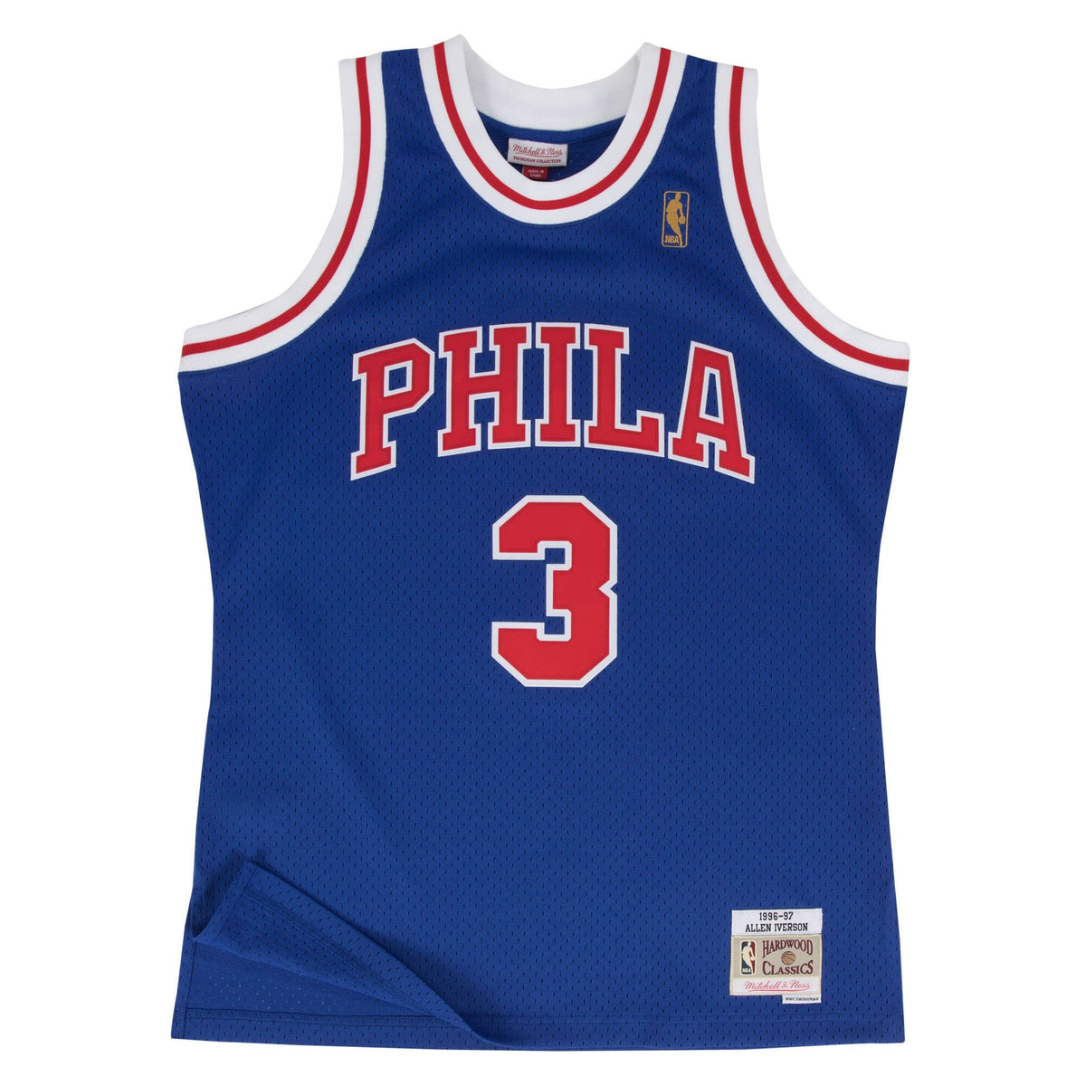 Philadelphia 76ers NBA Allen Iverson 1997 Hardwood Classics Alternate Swingman Jersey by Mitchell & Ness - Blue - Men's