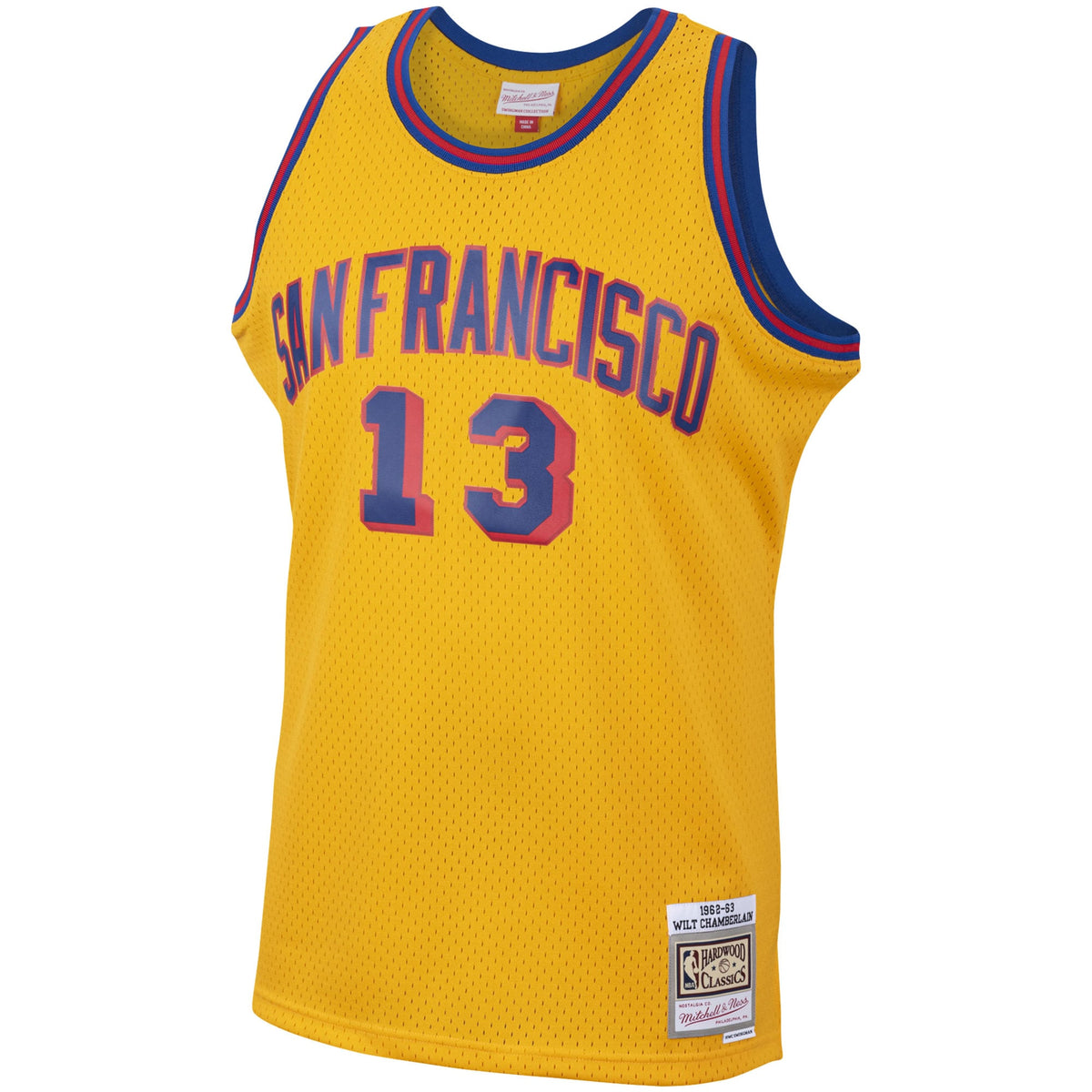 Golden State Warriors NBA Men's Mitchell & Ness Wilt Chamberlain Gold San Francisco 1962-63 Hardwood Classics Swingman Jersey