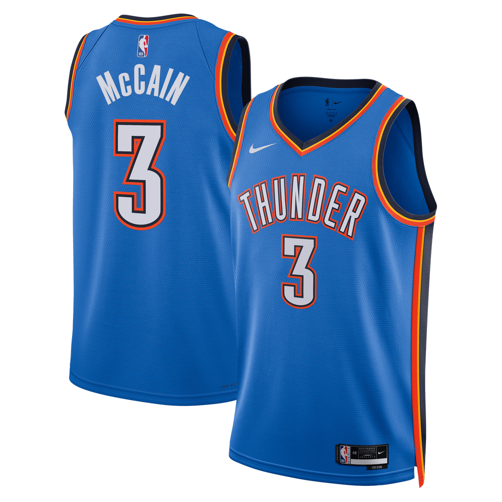 Oklahoma City Thunder NBA Nike Icon Edition Swingman Jersey - Blue - Jared McCain - Unisex