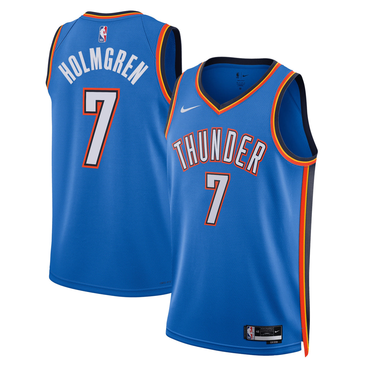 Oklahoma City Thunder NBA Nike Icon Edition Swingman Jersey - Blue - Chet Holmgren - Unisex