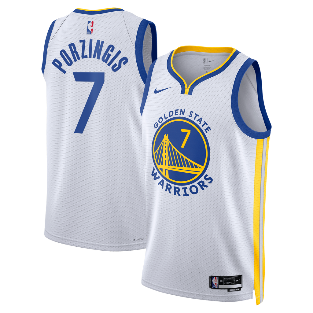Golden State Warriors NBA Nike Association Edition Swingman Jersey - White - Kristaps Porziņģis - Unisex