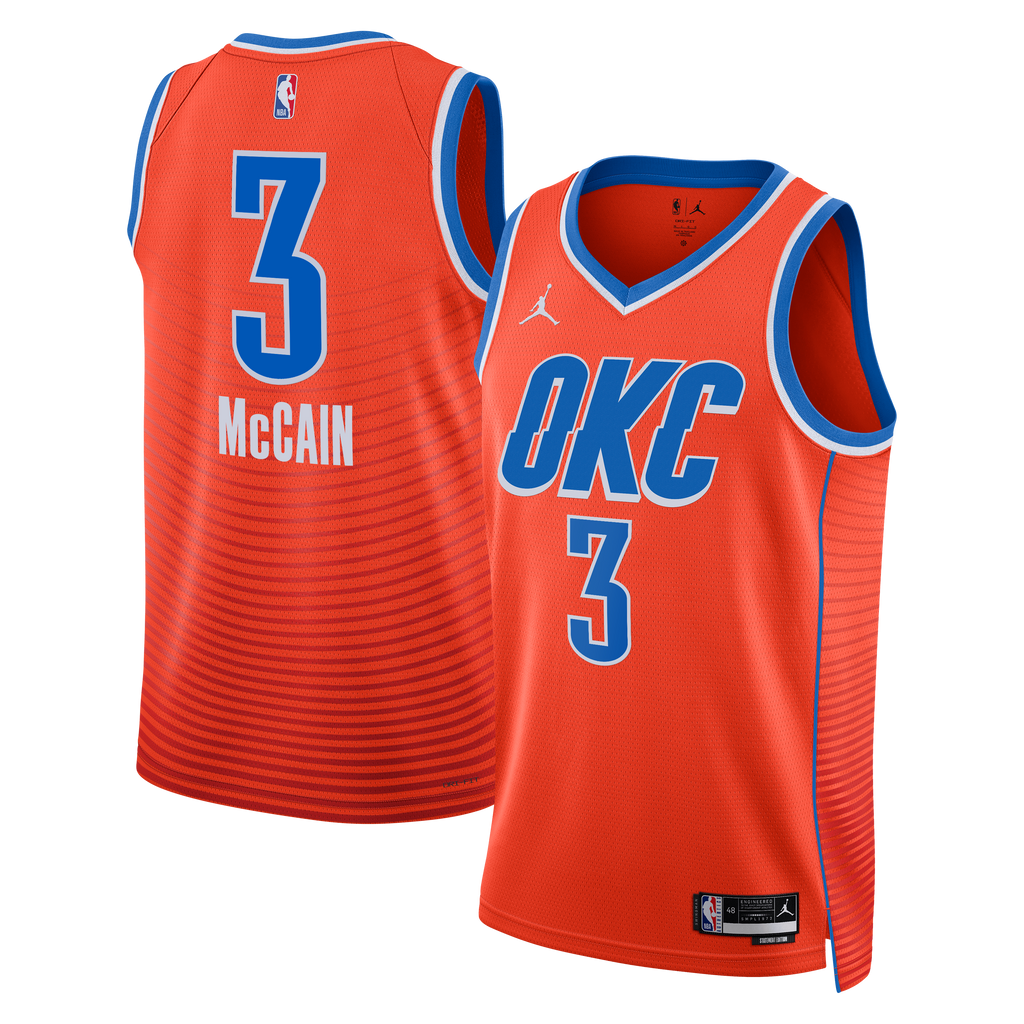 Oklahoma City Thunder NBA Jordan Brand Statement Edition Swingman Jersey - Orange - Jared McCain - Unisex
