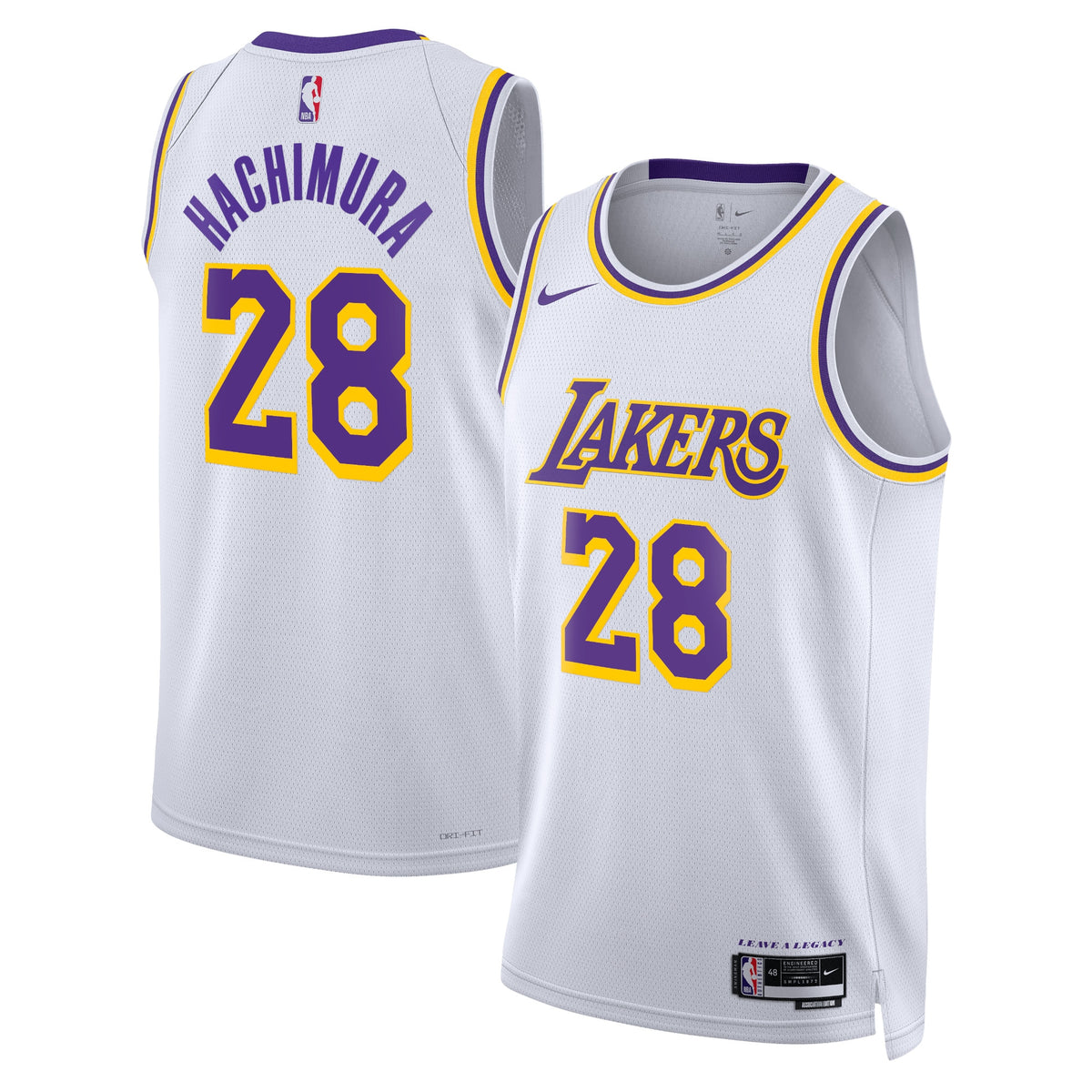Los Angeles Lakers NBA Nike Association Edition Swingman Jersey - White - Rui Hachimura - Unisex