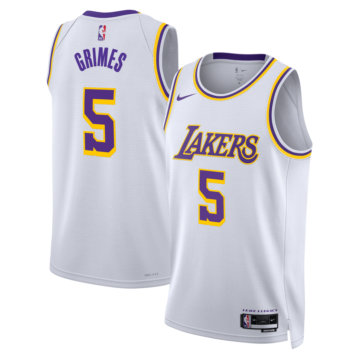 Los Angeles Lakers NBA Nike Association Edition Edition Swingman Jersey - White - Quentin Grimes - Unisex