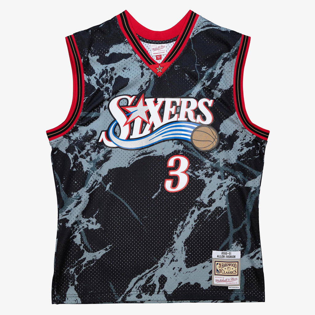 Philadelphia 76ers NBA Mitchell & Ness Allen Iverson 2000 Team Marble Swingman Jersey - Black
