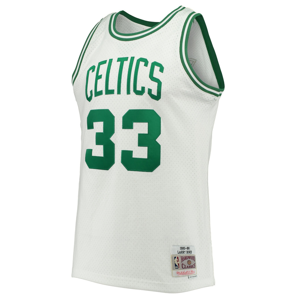 Boston Celtics NBA Men's Mitchell & Ness Larry Bird White 1985-86 Hardwood Classics Swingman Jersey
